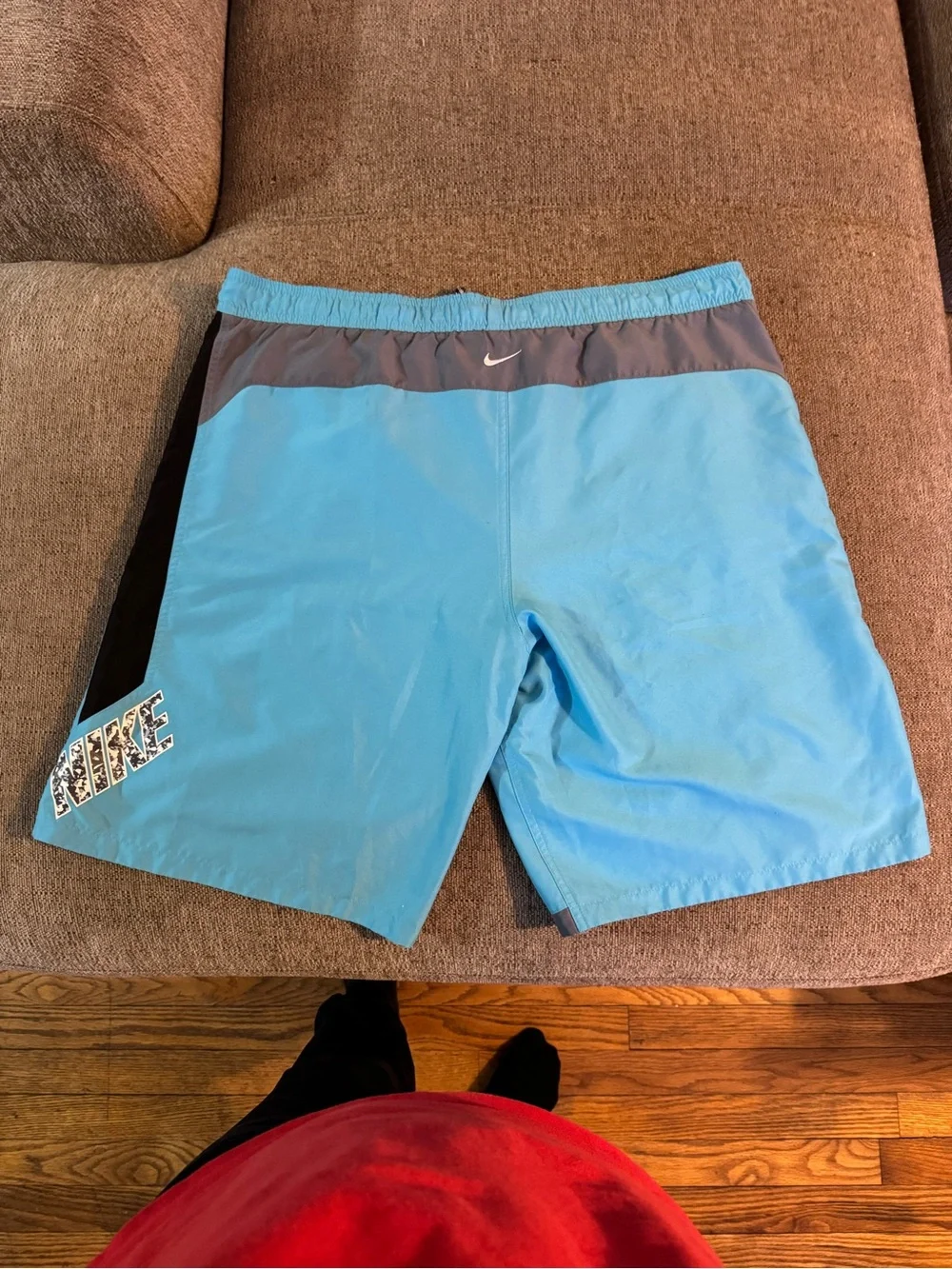Nike Men’s Sky Blue Swim Shorts with Gray Trim